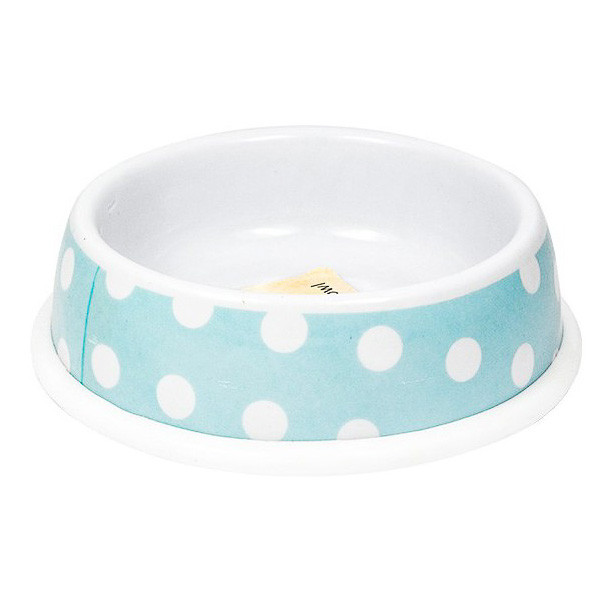 Imagen de Petuky Comedero melamina celeste puntos blancos