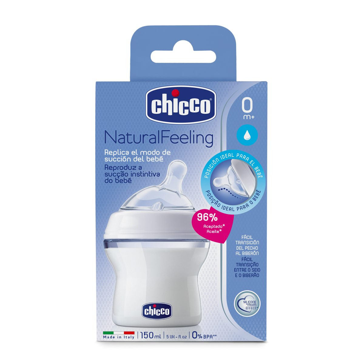 Imagen de Chicco Natural Feeling biberón silicona flujo normal 150ml