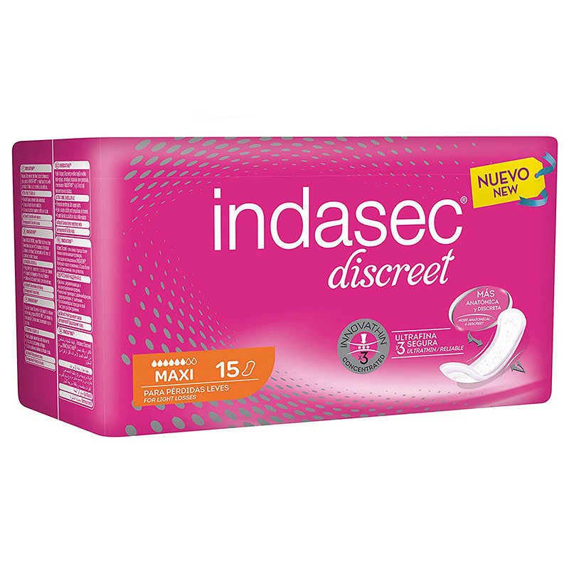Imagen de Indasec discreet maxi 15uds + 5gatis