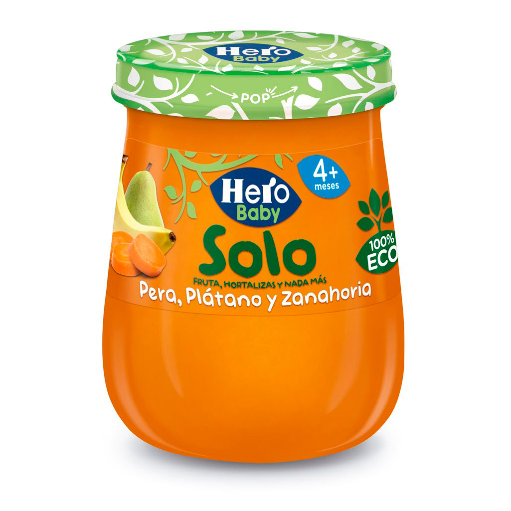 Imagen de Hero Baby Solo ecológico pera plátano zanahorias 120g