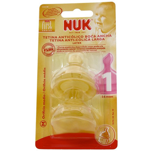 Imagen de Nuk Tetina fist choice látex boca ancha talla 1 orificio M 2uds