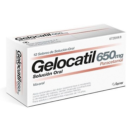 Imagen de Gelocatil 650 mg solución oral 12 sobres