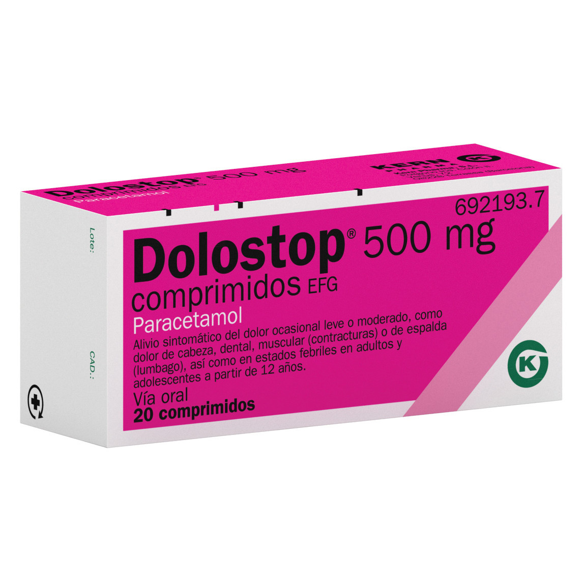 Imagen de Dolostop 500 mg 20 comprimidos