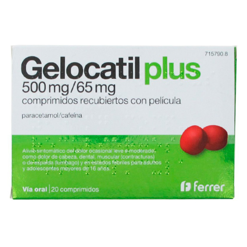 Imagen de Gelocatil plus 500 mg/65 mg 20 com recub