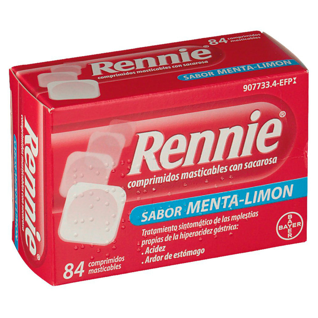Imagen de Rennie 84 compr sacarosa menta limón